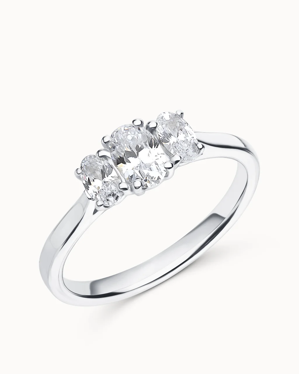 Wedding Luxury Collection - Anello di fidanzamento trilogy diamanti naturali taglio ovale ct 1.70 colore F