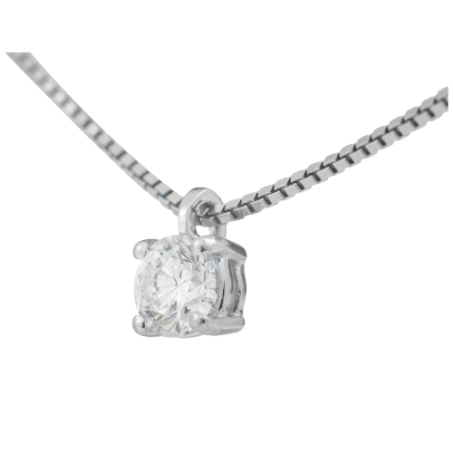 Girocollo "Aurora Brillante" con Diamante Naturale - Oro Bianco 18 Kt