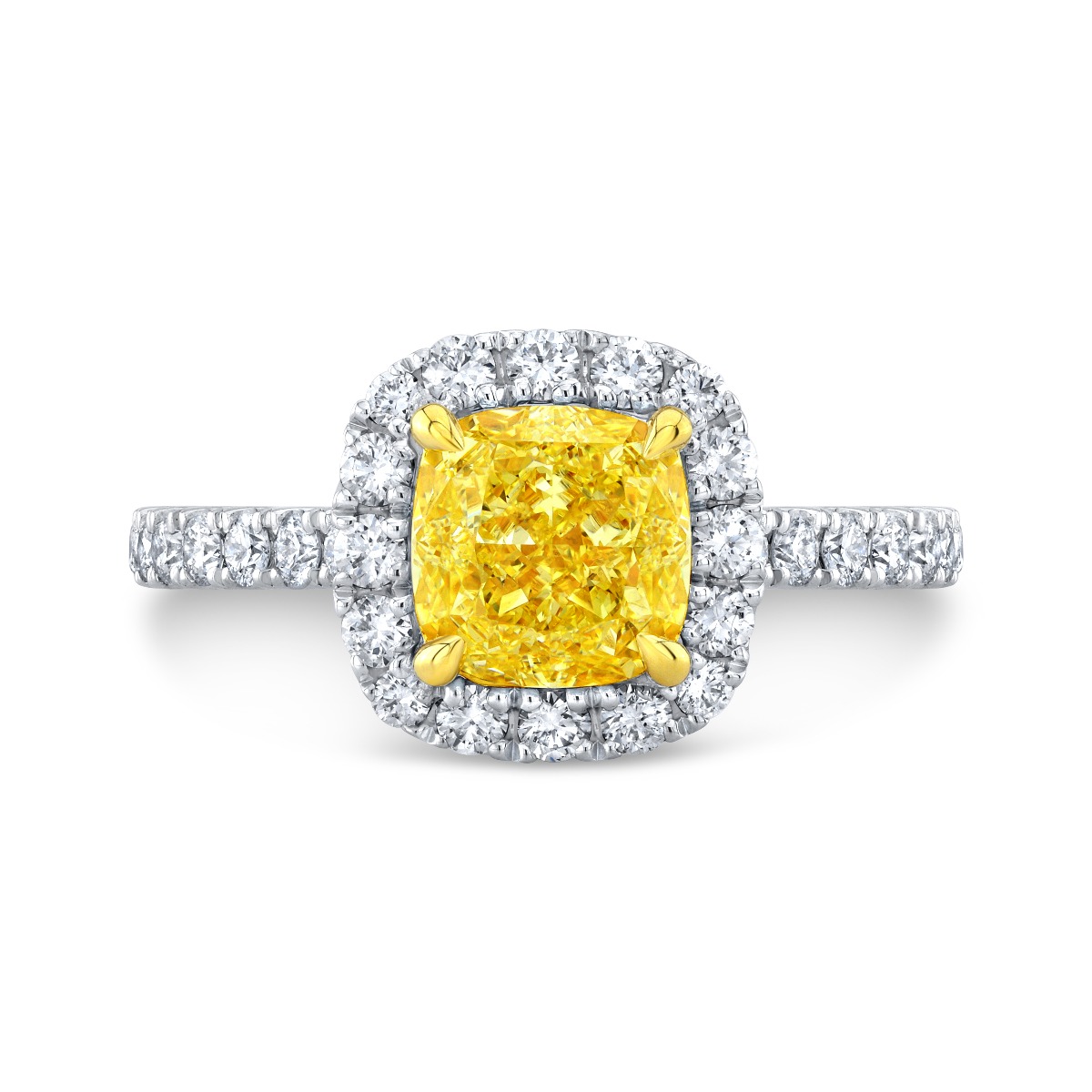 Wedding Luxury Collection - Anello di fidanzamento FANCY centro 1.80 ct in oro 18 carati -certificato GIA -VIVID