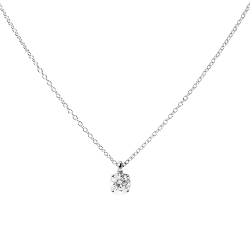 Girocollo "Eclisse Dorata" con Diamante Naturale - Oro Bianco 18 Kt