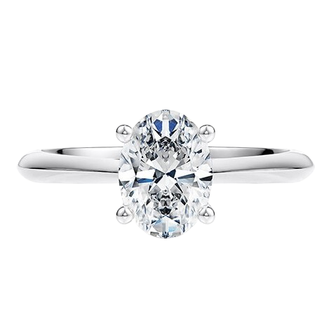 Solitario “Valenza Po” – Diamante Naturale a forma Ovale Certificato GIA - Montatura in Oro Bianco 18 kt