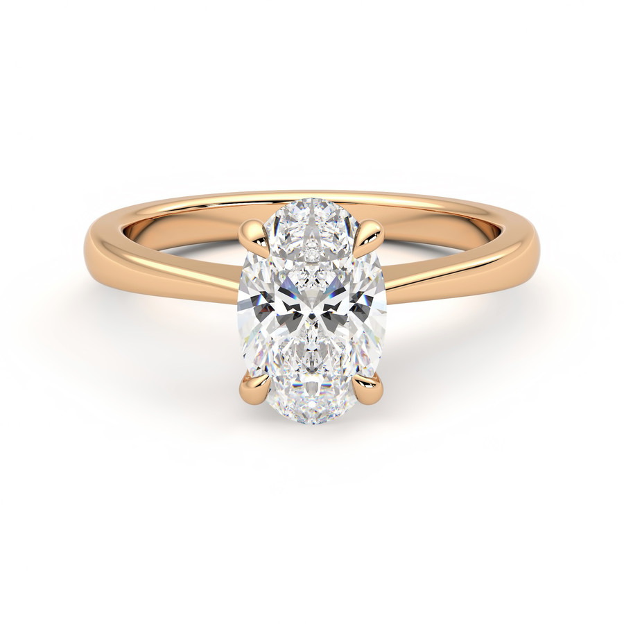 Diamond Jewellery / Luxury Collection - Anello di fidanzamento con solitario ovale in oro 18 carati