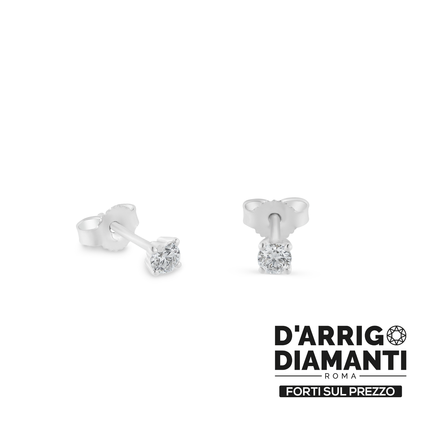 Orecchini Punto Luce con Diamanti a Griffe in Oro Bianco 18kt