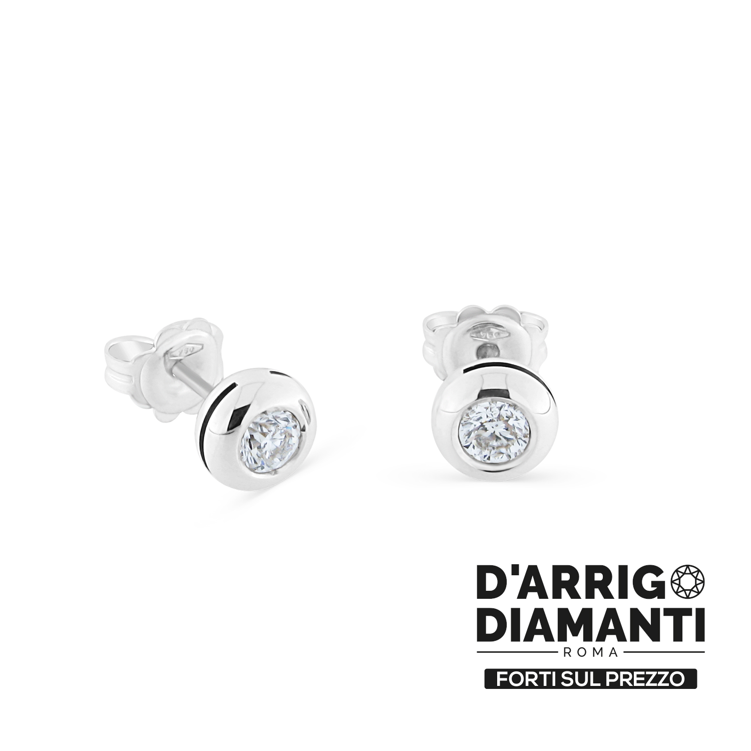 Orecchini Punto Luce con Diamanti in Oro Bianco 18kt – Incassati