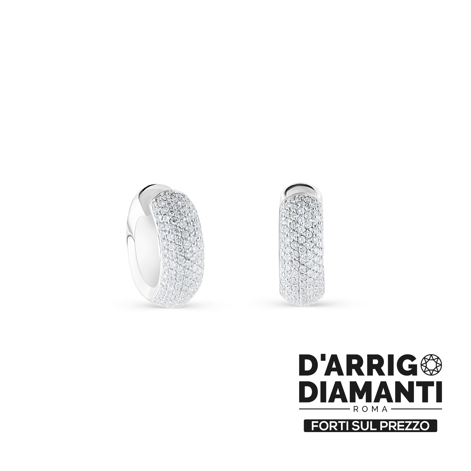 Orecchini a Cerchio con Diamanti Pavé in Oro Bianco 18kt