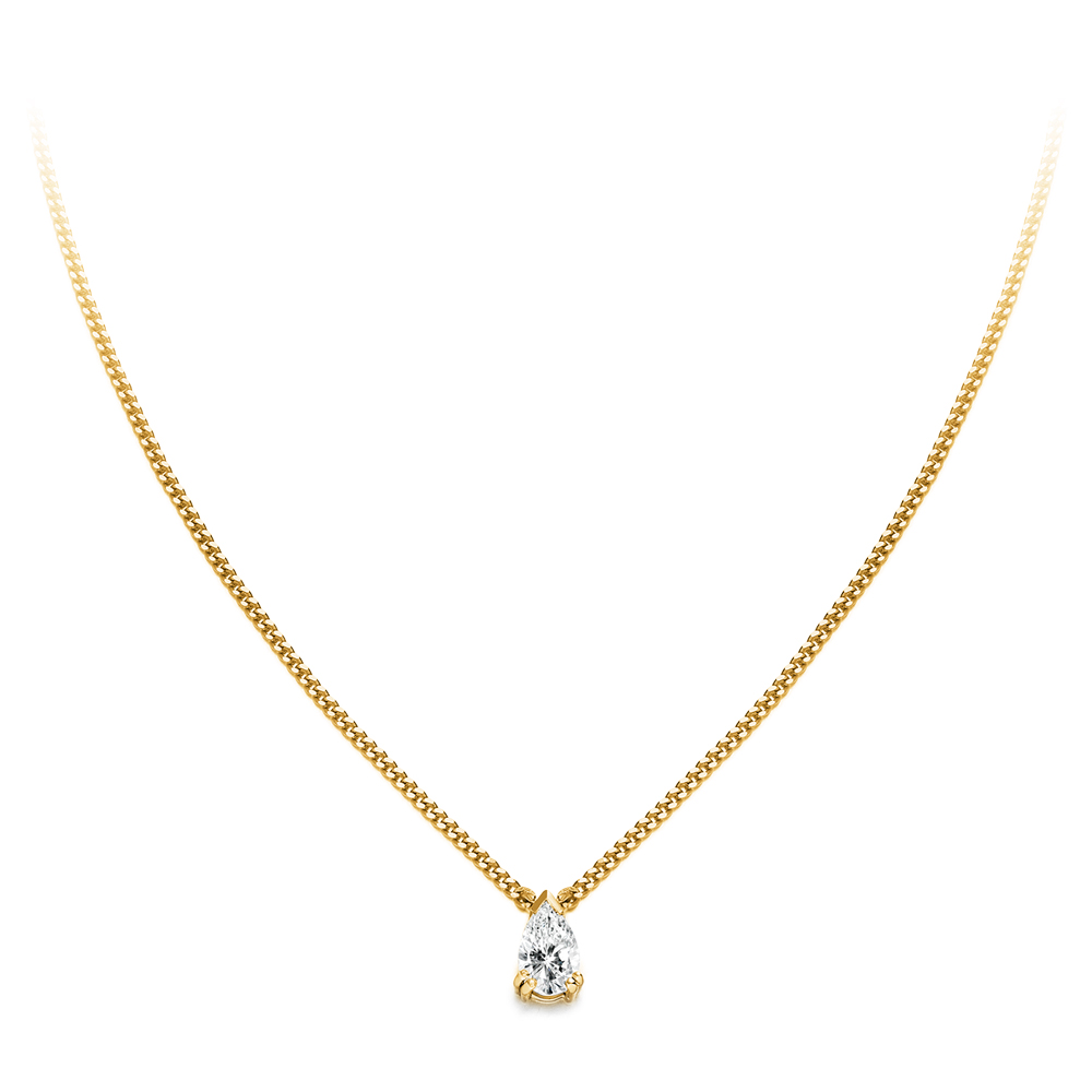 Girocollo punto luce modello griffe in oro giallo 18kt, diamante goccia