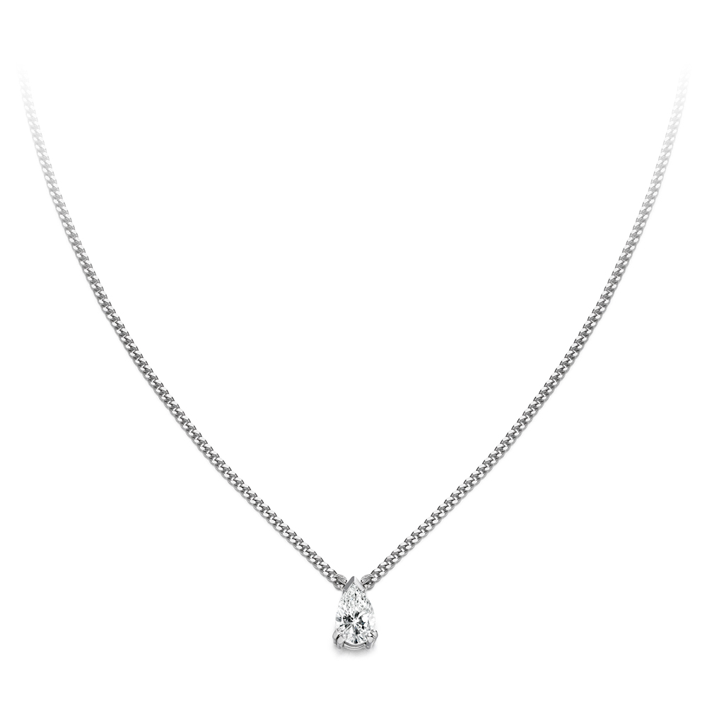 Girocollo punto luce modello griffe in oro bianco 18kt, diamante goccia