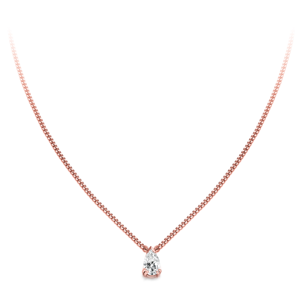 Girocollo punto luce modello griffe in oro rosa 18kt, diamante goccia