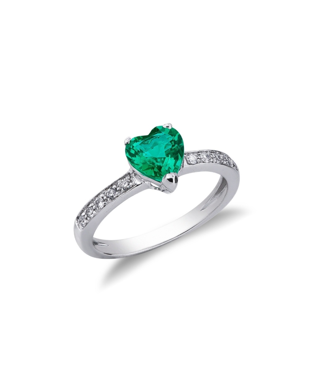 Anello smeraldo naturale Colombia certificato con diamanti taglio cuore