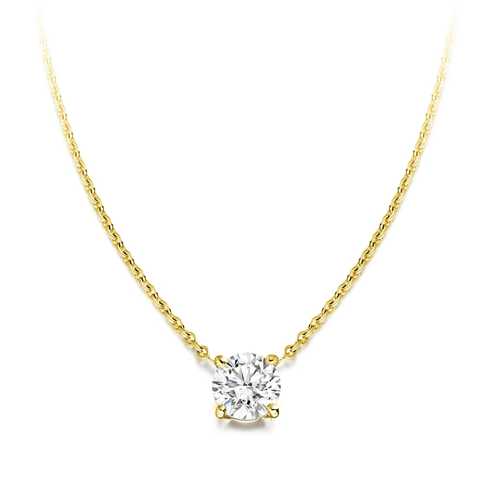 Girocollo punto luce modello griffe in oro giallo 18kt, diamante goccia ct 0.30 GIA