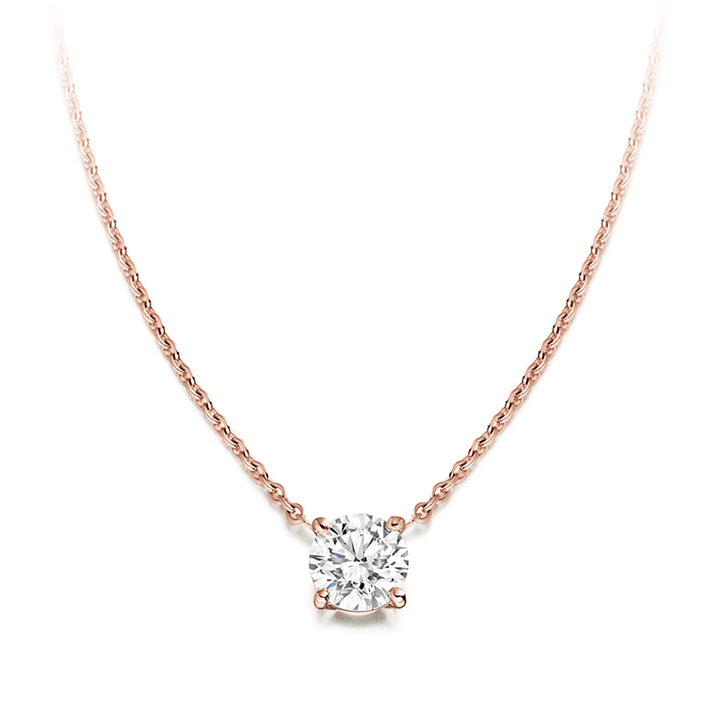 Girocollo punto luce modello griffe in oro rosa 18kt, diamante goccia ct 0.40 GIA