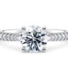 Anello Diamante "Alice"– Diamante Naturale, Taglio Rotondo, Diamanti sul gambo e Montatura in Oro Bianco 18 kt