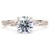 Anello Diamante "Margot"– Diamante Lab, Taglio Rotondo, Diamanti sul gambo e Montatura in Oro Rosa 18 kt