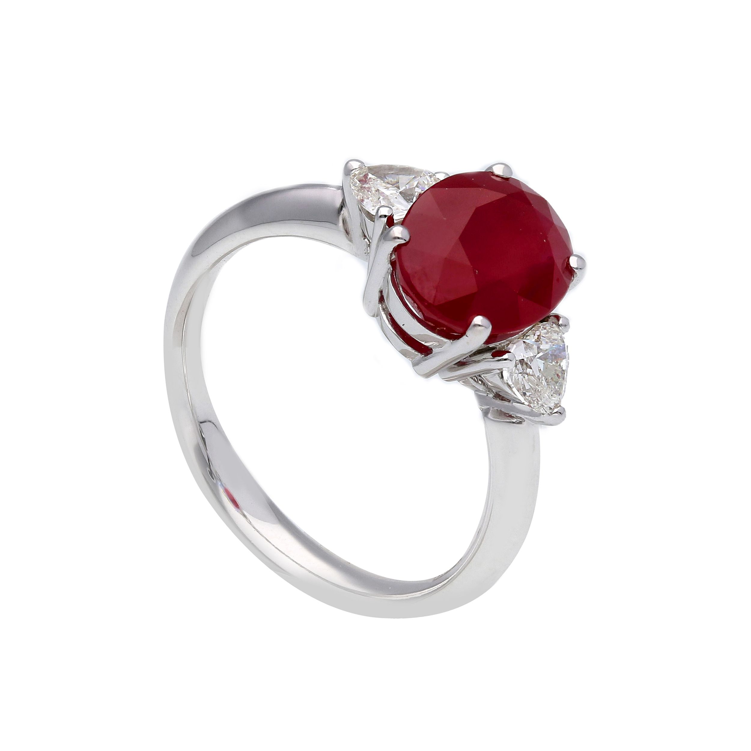Anello rubino naturale Burma con diamanti [ oro bianco]
