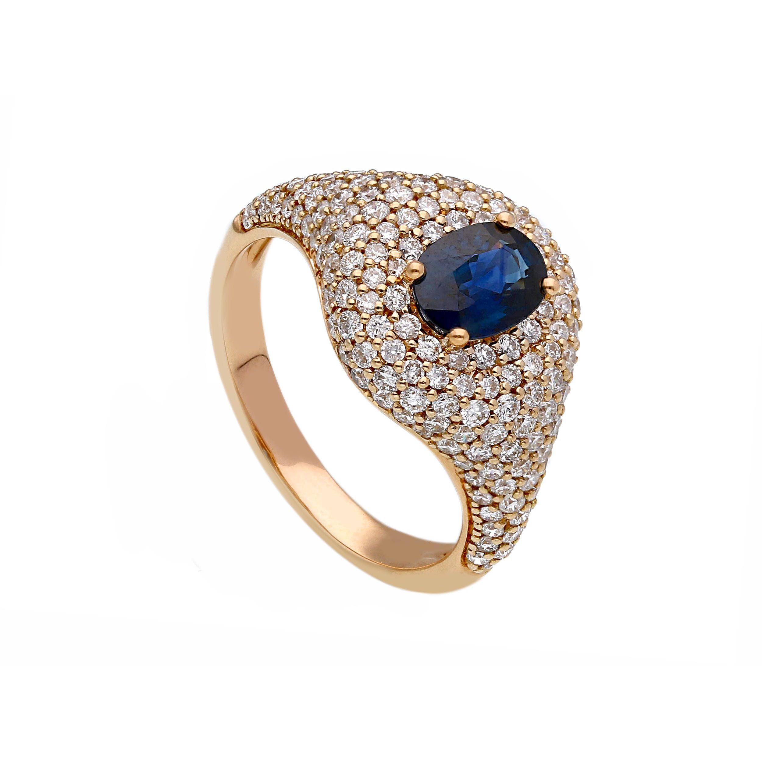 Anello chevalier  zaffiro certificato
