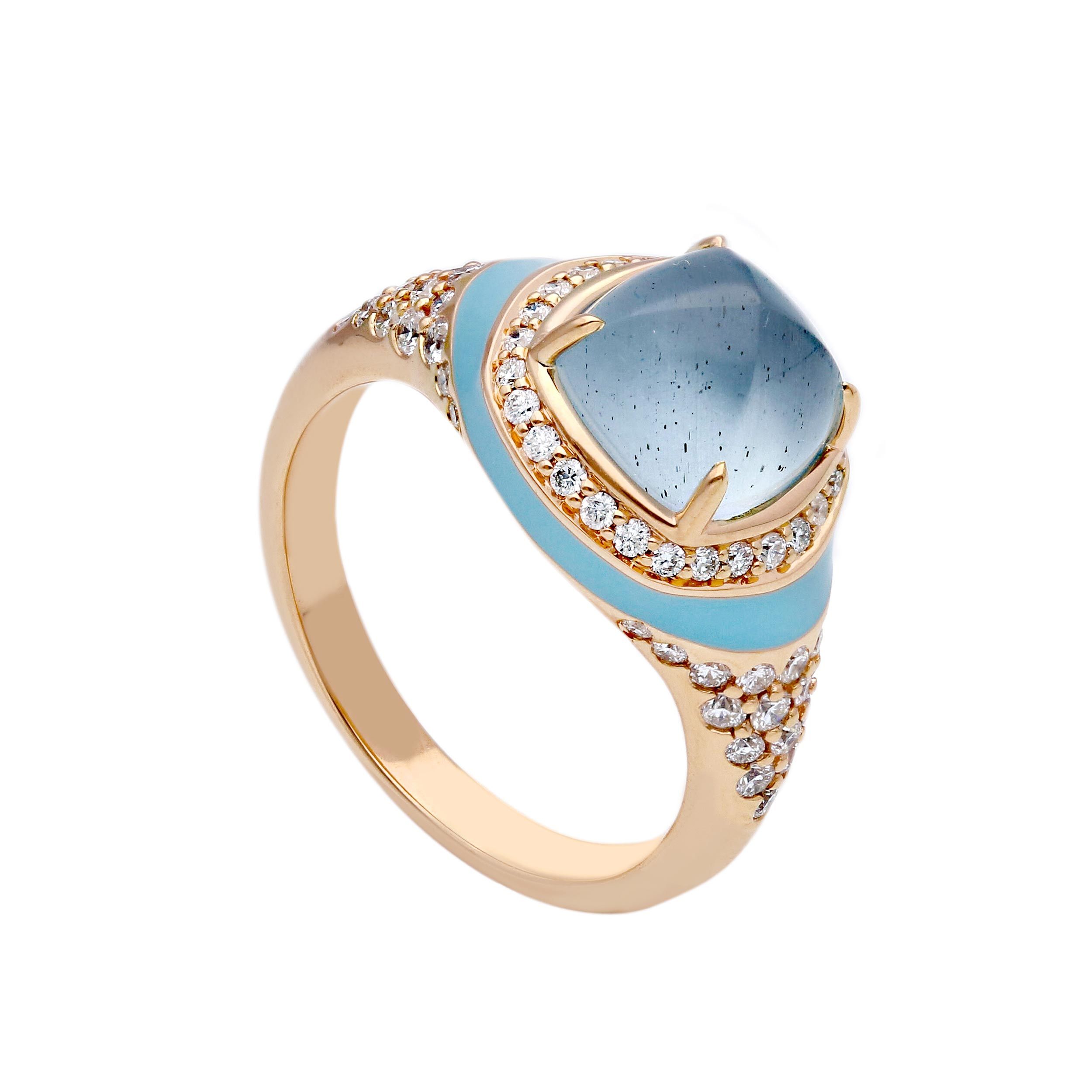 Anello Chevalier aquamarina taglio pan di zucchero