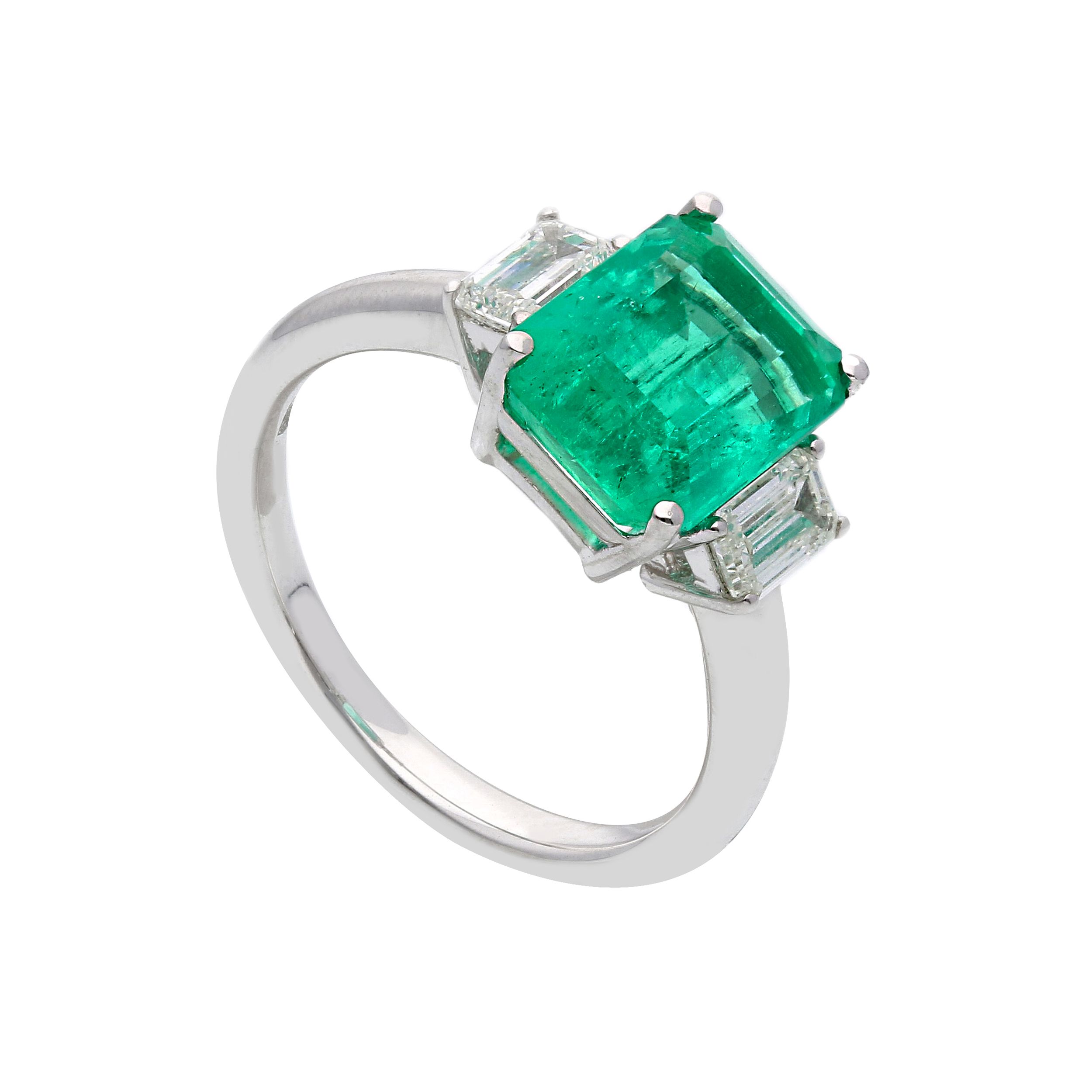 Anello smeraldo naturale Colombia certificato con diamanti