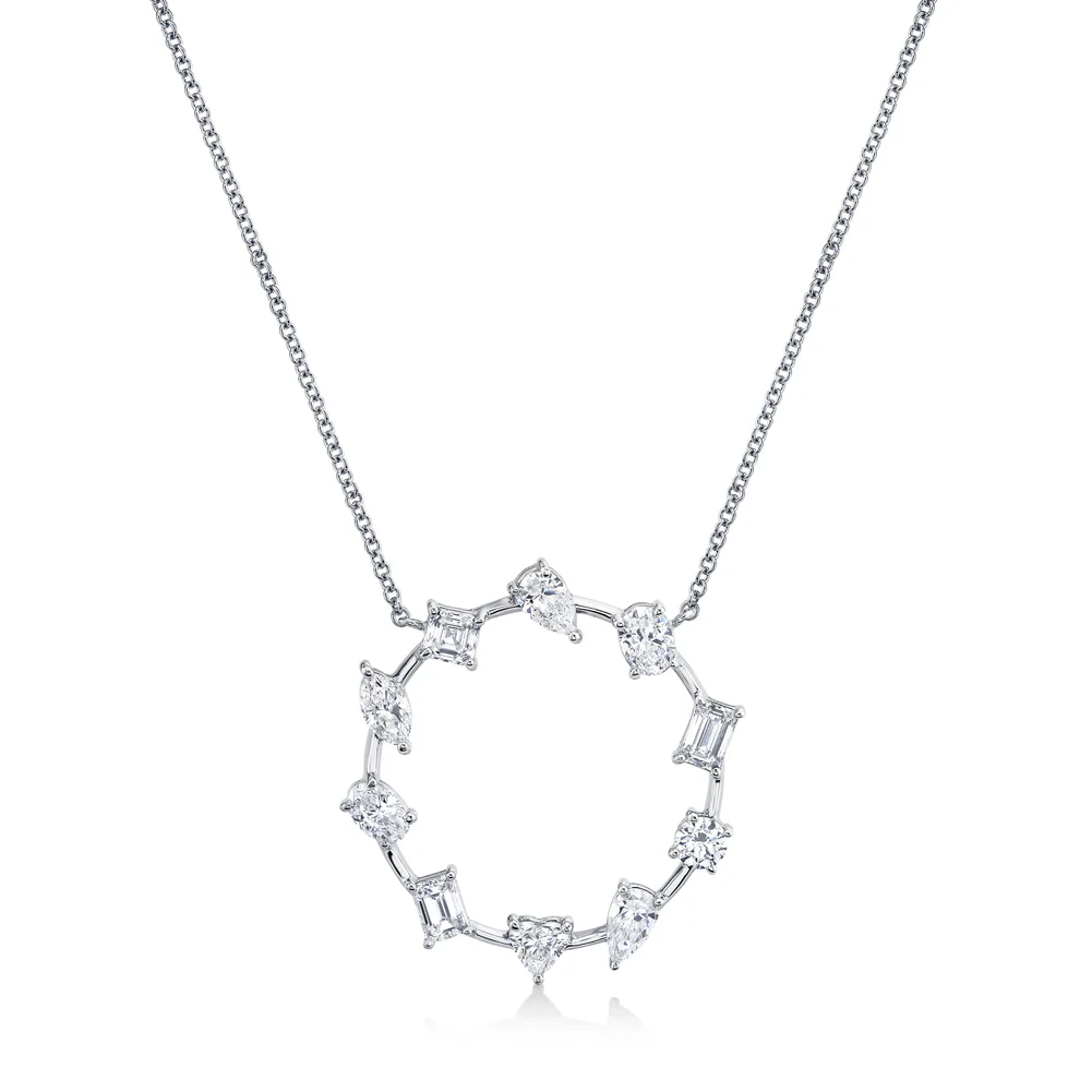 Girocollo cerchio magico con diamanti naturali taglio fantasia