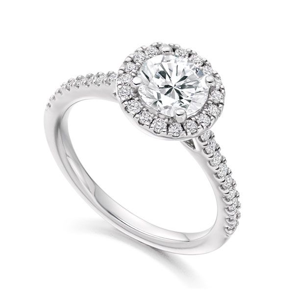 Wedding Luxury Collection - Anello di fidanzamento Halo centro 0.80 ct in oro 18 carati -certificato GIA -D color / IF