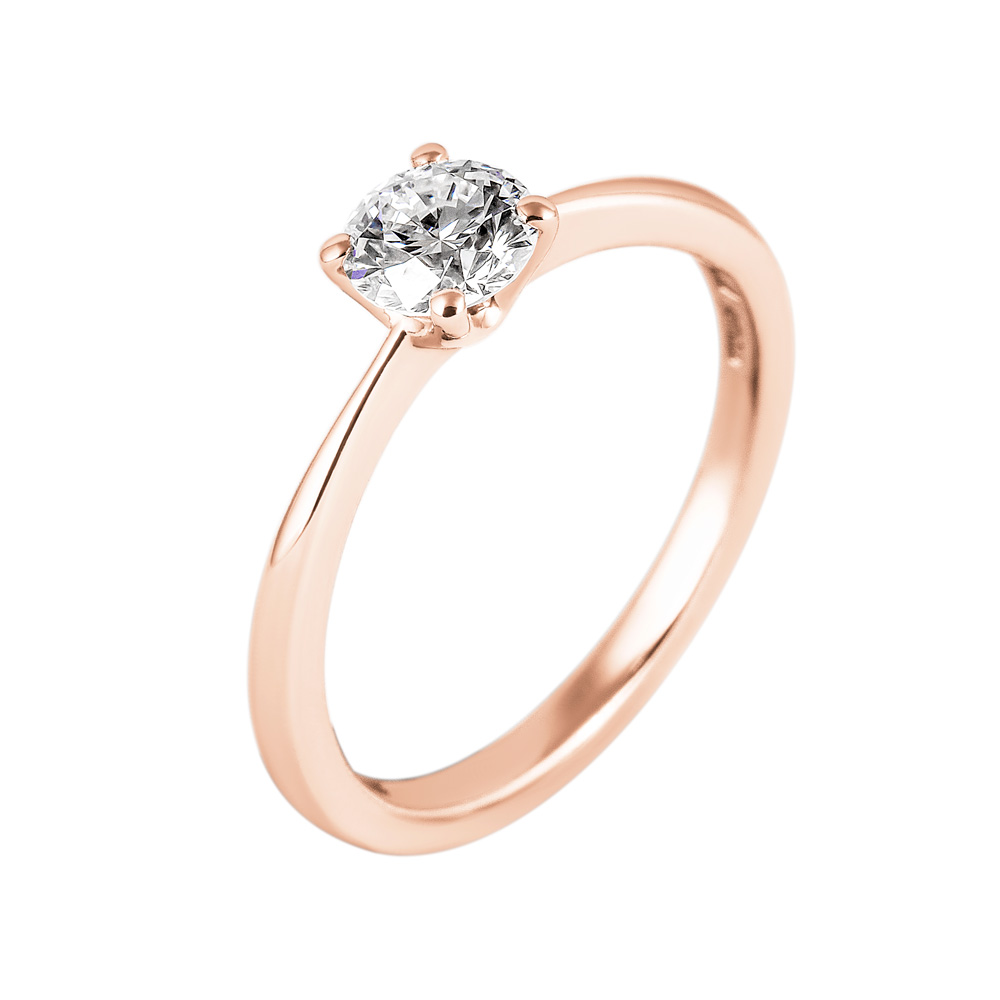 Solitario oro rosa 18 kt diamante F vs1 carati 0.12