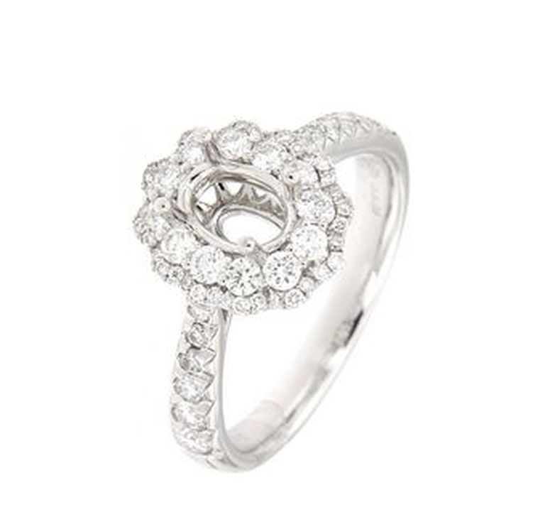 Montatura in oro bianco 18kt per smeraldo naturale con diamanti G color
