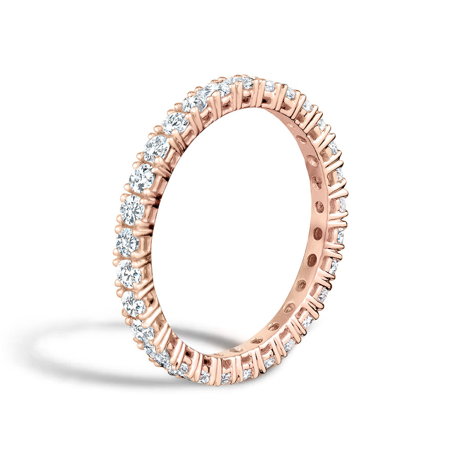 Fedina brillanti eternity oro rosa artigianale