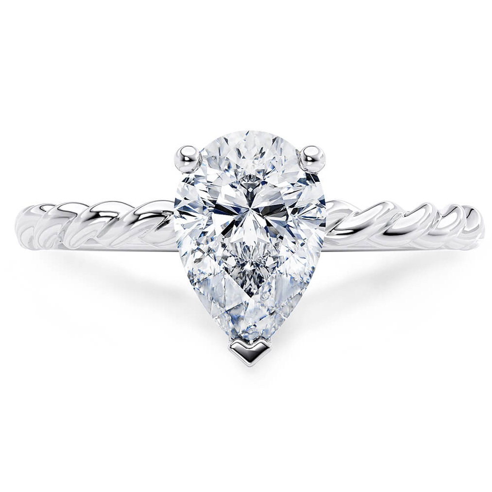 Solitario "Elsa" – Diamante Naturale Taglio a Goccia e Montatura in Oro Bianco 18 kt