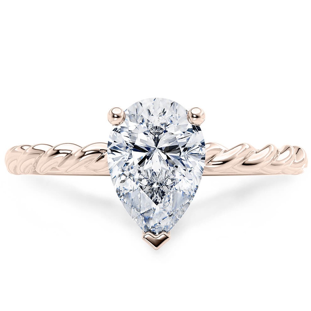 Solitario "Elsa" – Diamante Naturale Taglio a Goccia e Montatura in Oro Rosa 18 kt