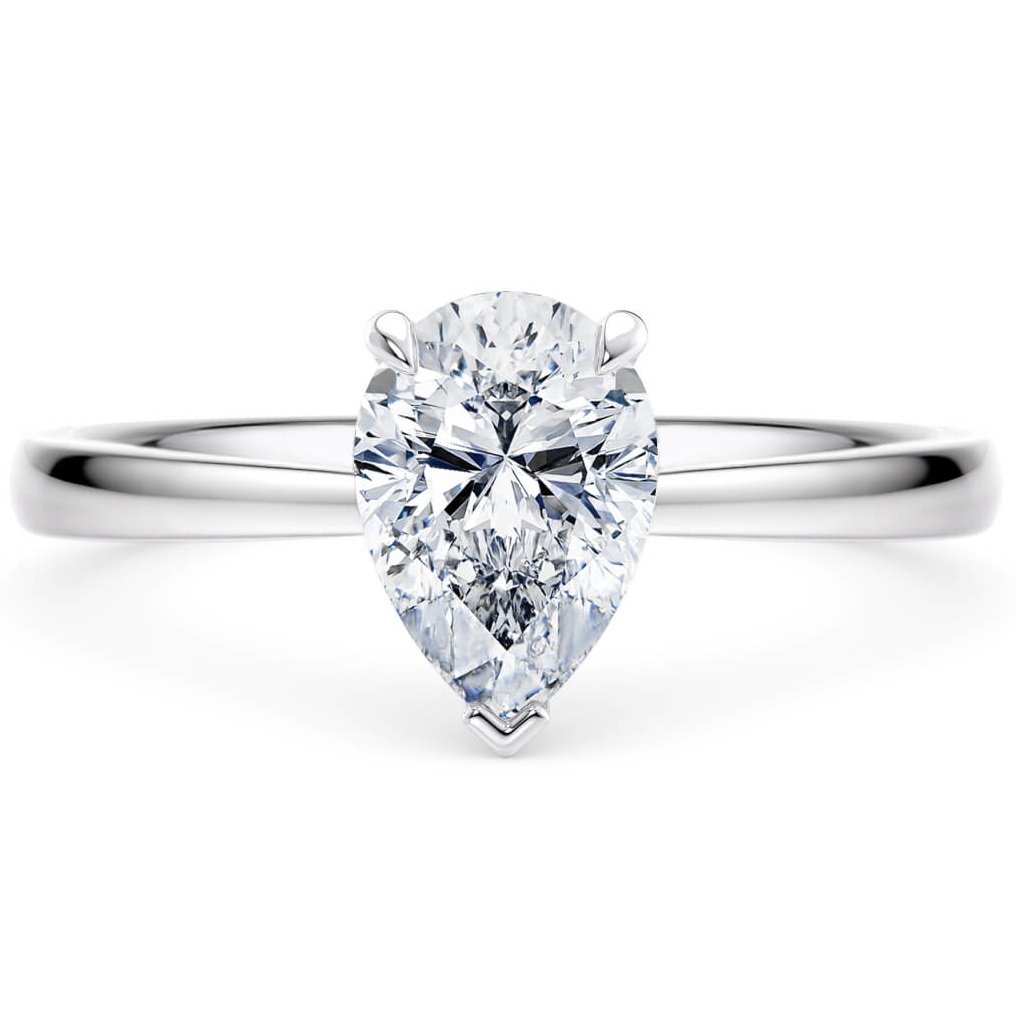 Solitario "Mira" – Diamante Lab Taglio a Goccia e Montatura in Oro Bianco 18 kt