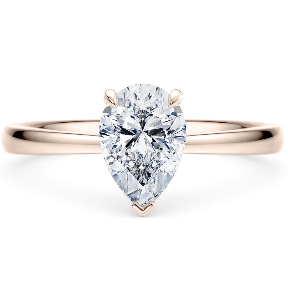 Solitario "Mira" – Diamante Lab Taglio a Goccia e Montatura in Oro Rosa 18 kt