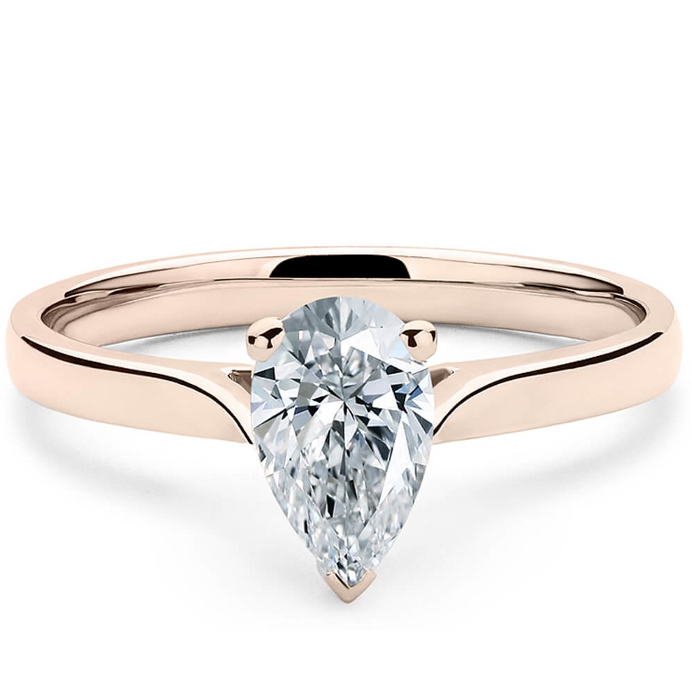 Solitario "Ophelia" – Diamante Naturale Taglio a Goccia e Montatura in Oro Rosa 18 kt
