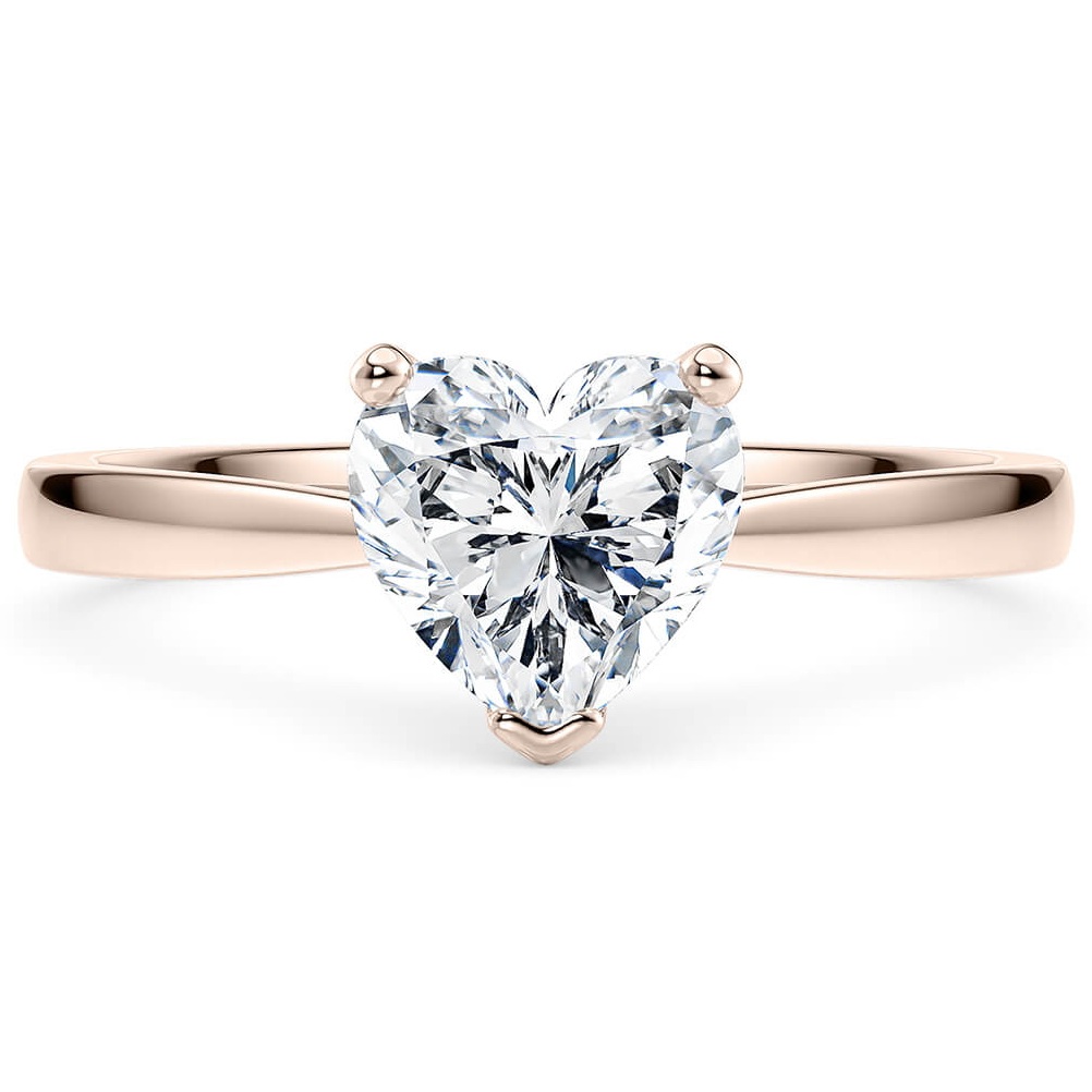 Solitario “Baby” – Diamante Naturale a forma di Cuore e Montatura in Oro Rosa18 kt