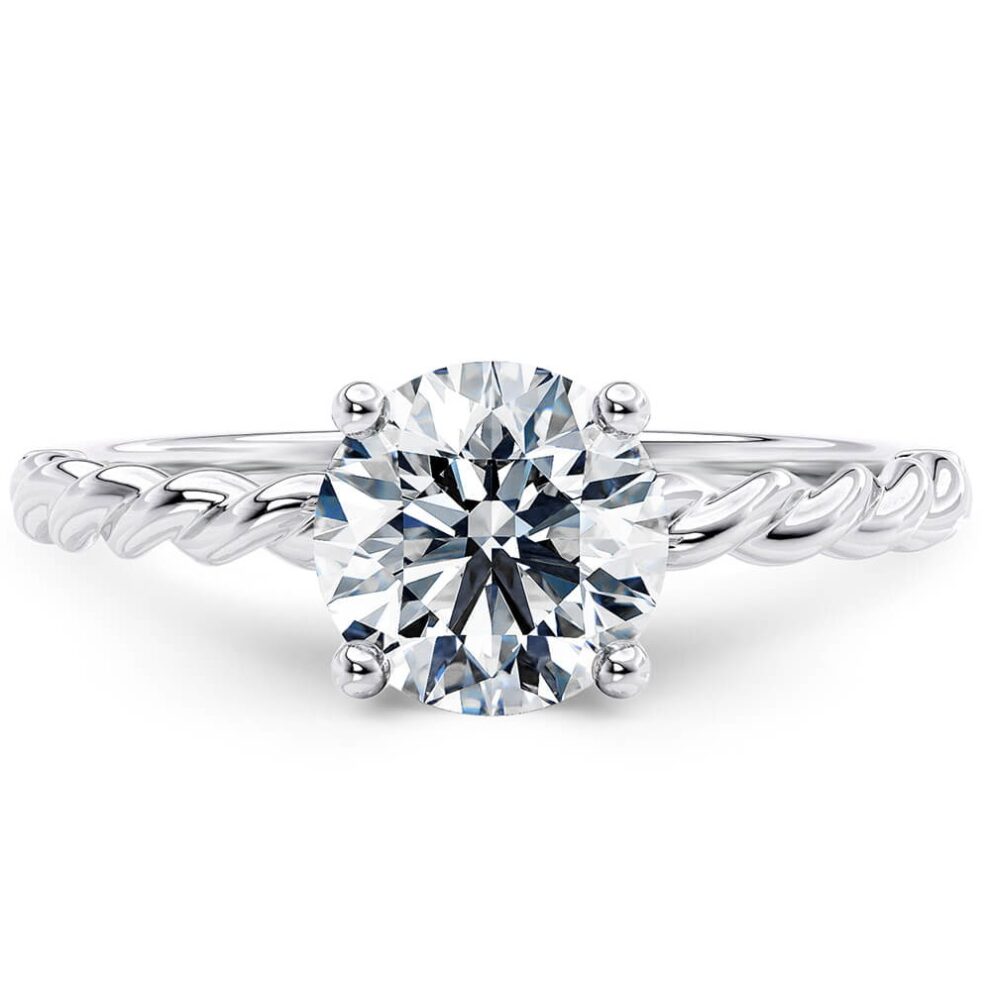Solitario "Sirya"– Diamante Lab Taglio Rotondo e Montatura in Oro Bianco 18 kt