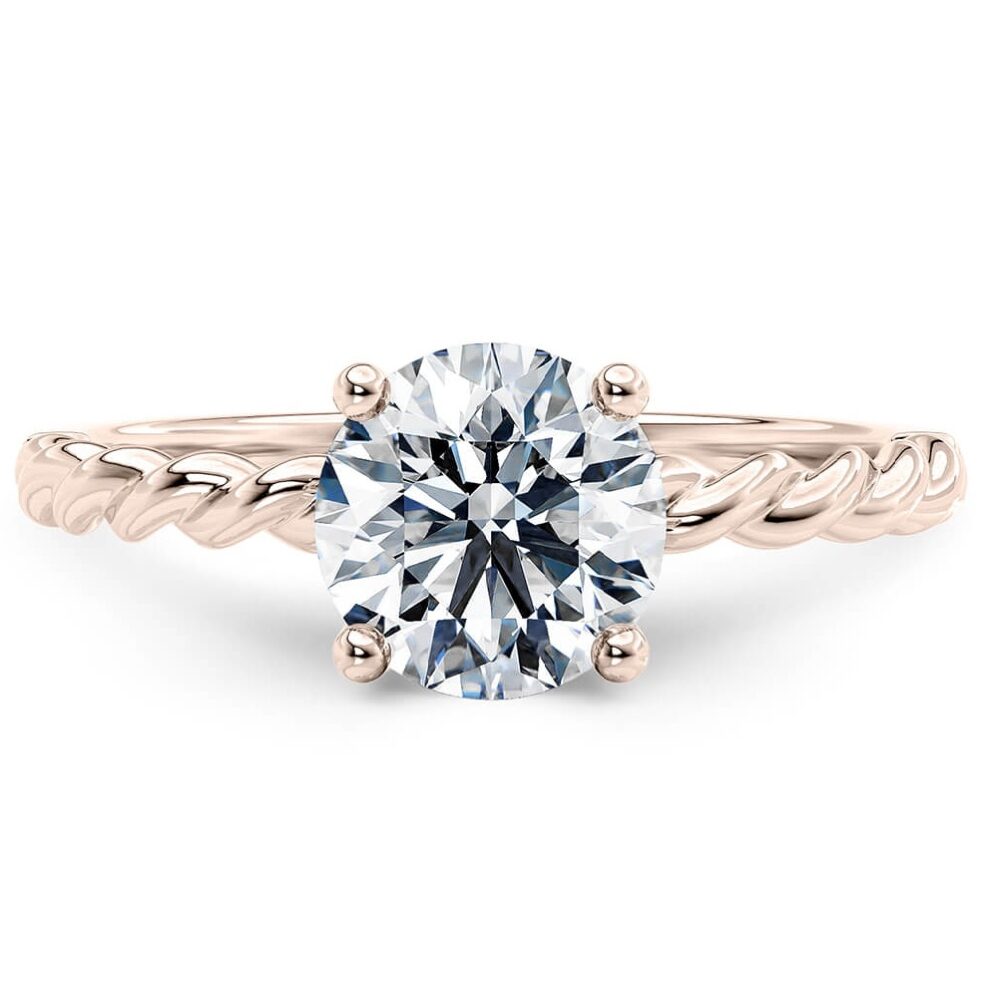 Solitario "Sirya"– Diamante Lab Taglio Rotondo e Montatura in Oro Rosa 18 kt